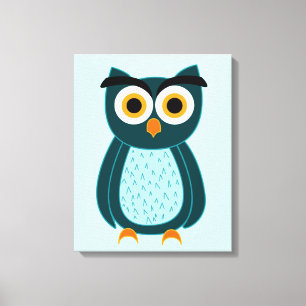 Blaue Eulen-Illustration Leinwanddruck