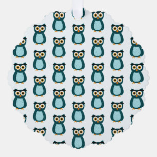 Blaue Eulen-Illustration Ornament Karte