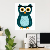 Blaue Eulen-Illustration Poster (Heimbüro)