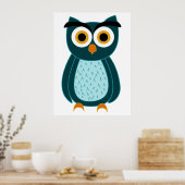 Blaue Eulen-Illustration Poster (Küche)