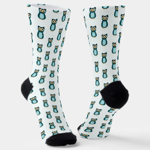 Blaue Eulen-Illustration Socken