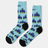 Blaue Eulen Personalisiertes Design Socken (Linkes Detail)