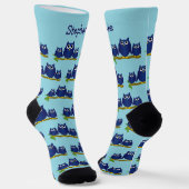 Blaue Eulen Personalisiertes Design Socken (Gewinkelt)