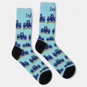 Blaue Eulen Personalisiertes Design Socken (Rechts)