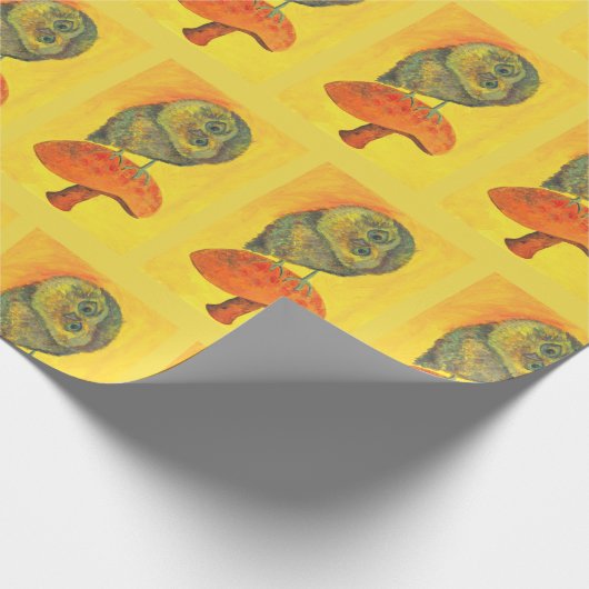 blaue Eulengeschenkverpackung Geschenkpapier (Ecke)