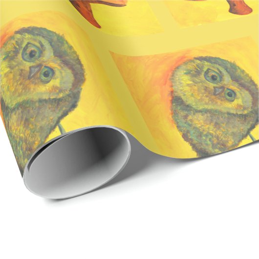 blaue Eulengeschenkverpackung Geschenkpapier (Rolleneckpunkt)