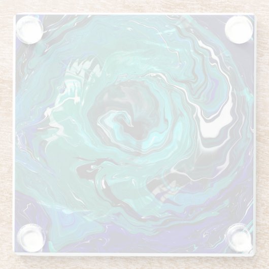 Blaue Ewigkeit | Abstrakte Kunst Glasuntersetzer (Rückseite)