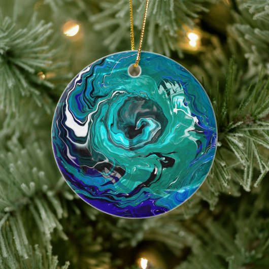Blaue Ewigkeit | Abstrakte Weihnachtsferien Keramik Ornament (Baum)