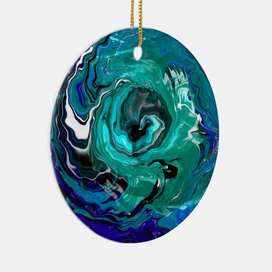 Blaue Ewigkeit | Abstrakte Weihnachtsferien Keramik Ornament (Rechts)