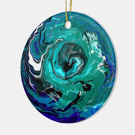 Blaue Ewigkeit | Abstrakte Weihnachtsferien Keramik Ornament (Links)
