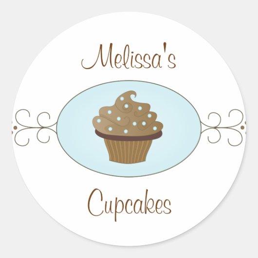 Blaue Extravagante Cupcakes Runder Aufkleber (Vorderseite)