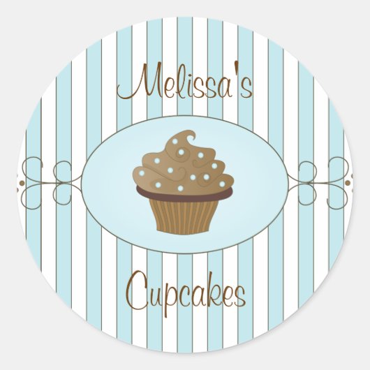 Blaue Extravagante Cupcakes Runder Aufkleber (Vorderseite)