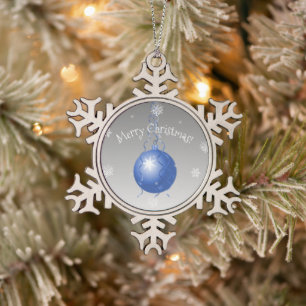 Blaue Extravagante Weihnachtsdekoration Schneeflocken Zinn-Ornament
