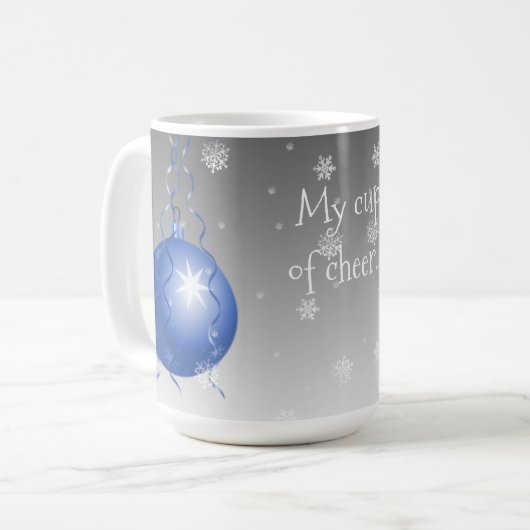 Blaue Extravagante Weihnachtsschmuck Kaffee Tasse (Vorderseite Links)