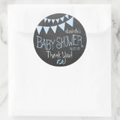 Blaue Fahne auf der Kopftafel Look Babydusche Runder Aufkleber (Tasche)