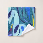 Blaue Fahnen Badhandtuch Set (Waschlappen)