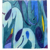 Blaue Fahnen Duschvorhang (Vorderseite)