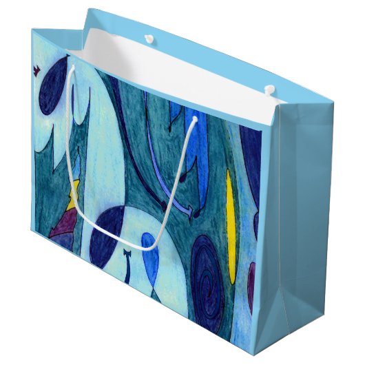 Blaue Fahnen Große Geschenktüte (Vorderseite Schrägansicht)