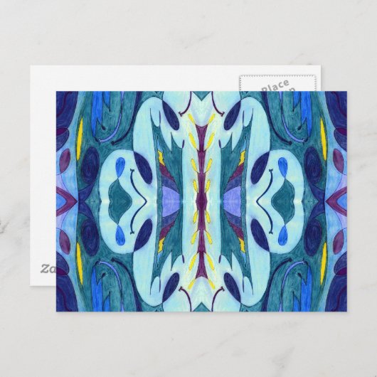 Blaue Fahnen Postkarte (Vorne/Hinten)