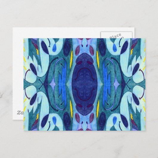 Blaue Fahnen Postkarte (Vorne/Hinten)