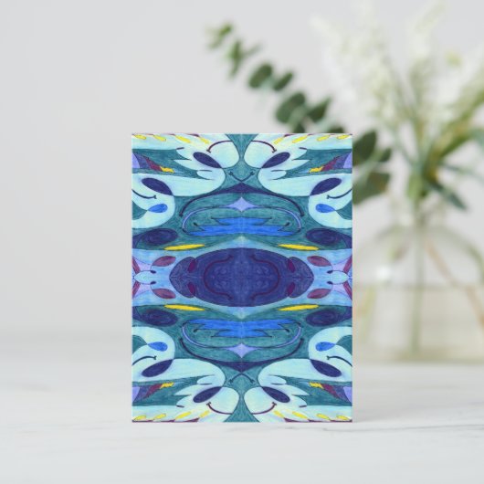 Blaue Fahnen Postkarte (Stehend Vorderseite)