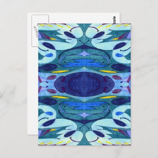 Blaue Fahnen Postkarte (Vorne/Hinten)