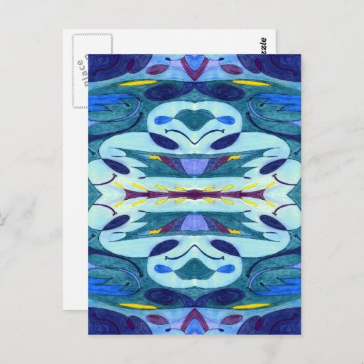 Blaue Fahnen Postkarte (Vorne/Hinten)