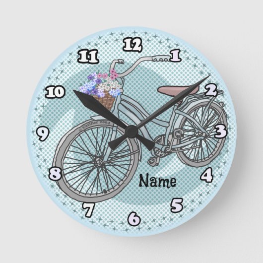 Blaue Fahrrad-Uhr Runde Wanduhr (Vorderseite)