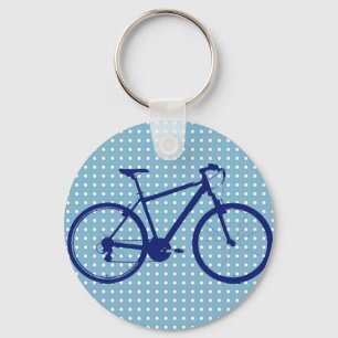 blaue Fahrrad- und Polka-Punkte Schlüsselanhänger