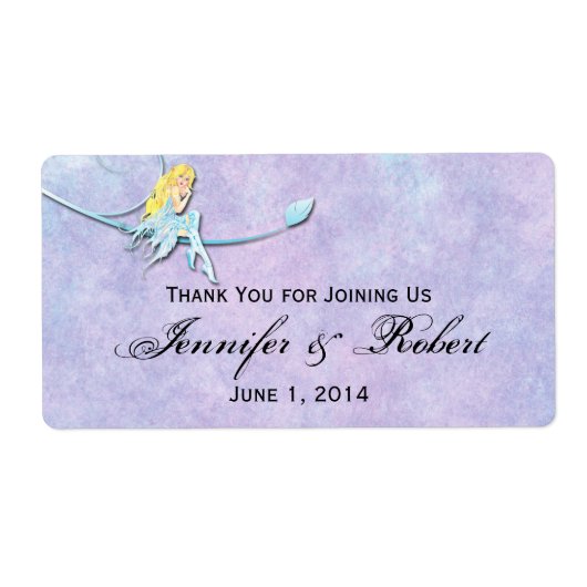 Blaue Faibe auf Lila Wasserfarbenwasser Flaschenet (Vorne)