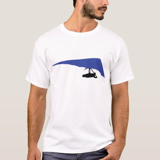 blaue Fallsegelflugzeug Ikone T-Shirt (Vorderseite)