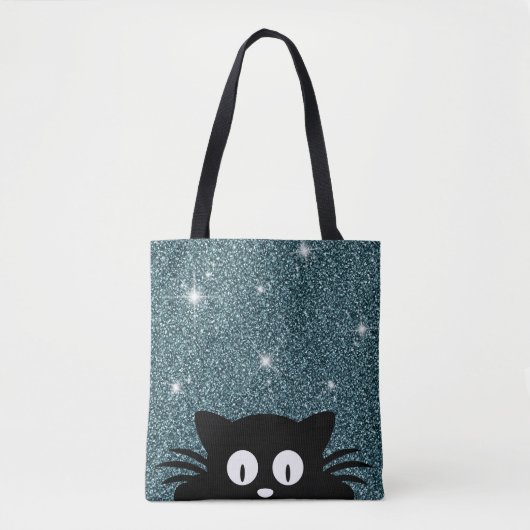 Blaue falsche Glitter-Schimmer-Textur mit einer Ka Tasche (Vorderseite)