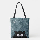 Blaue falsche Glitter-Schimmer-Textur mit einer Ka Tasche (Rückseite)