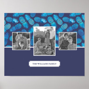 Blaue Familien-Fotos der Krawatten-Ananas-  mit Poster