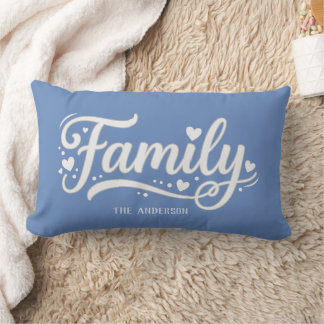 Blaue Familienherz-Schrift-Monogramm Lendenkissen