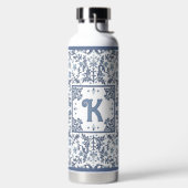 Blaue Fancy Blumenmuster Personalisiert Trinkflasche (links)