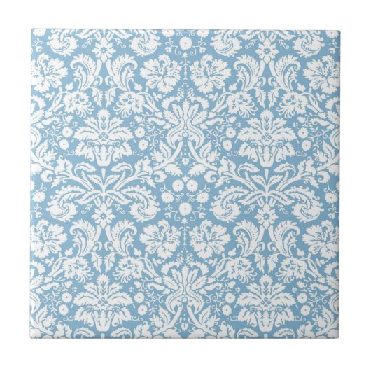 Blaue fancy Damastmuster Fliese (Vorderseite)