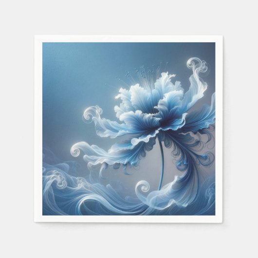 Blaue Fancy Fantasy-Blume Serviette (Vorderseite)