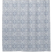 Blaue Fancy-Fliesen-Design mit Blumenmuster Duschvorhang (Vorderseite)