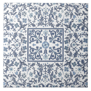 Blaue Fancy-Grafik-Blumenmuster Fliese