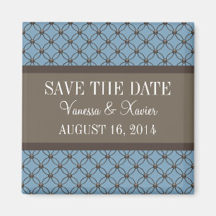 Blaue Fancy-Lattice-Save-the-Date-Magnet Magnet