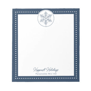 Blaue Fancy-Schneeflocke Personalisierter Feiertag Notizblock