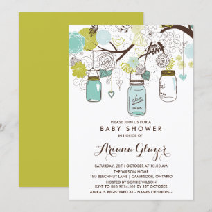 Blaue Fantasie-Mason-Gläser Baby-Shower-Einladung Einladung