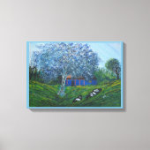 Blaue Fantasy Abstrakter Baum Vivid Landschaft Leinwanddruck (Vorderseite)