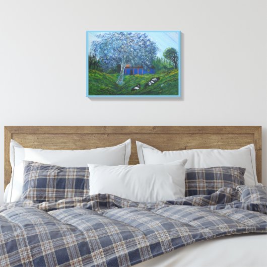 Blaue Fantasy Abstrakter Baum Vivid Landschaft Leinwanddruck (Insitu (Schlafzimmer))