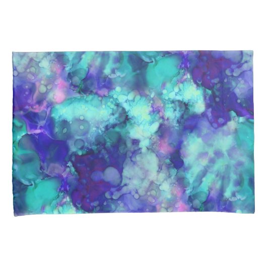 Blaue Fantasy Aquarellfarben: Kissenbezug (Vorderseite-Rechts)