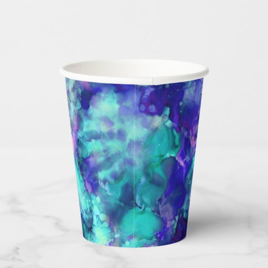 Blaue Fantasy Aquarellfarben: Pappbecher (Rechts)