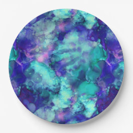 Blaue Fantasy Aquarellfarben: Pappteller