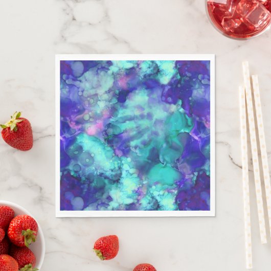 Blaue Fantasy Aquarellfarben: Serviette (Beispiel)