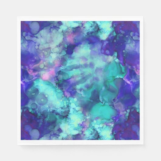 Blaue Fantasy Aquarellfarben: Serviette (Vorderseite)